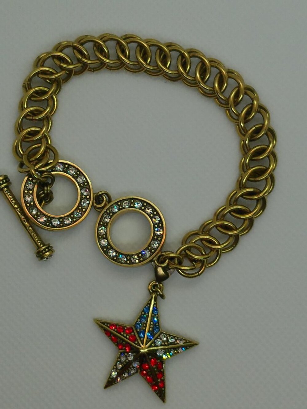 Charm Bracelet Heidi Daus Gold Tone Crystal Star Toggle